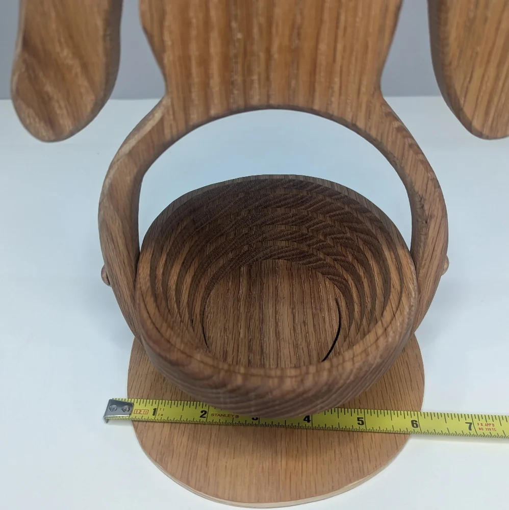 Oak Wooden Dog-Shaped Collapsible Egg Holder/Candy Dish/Basket